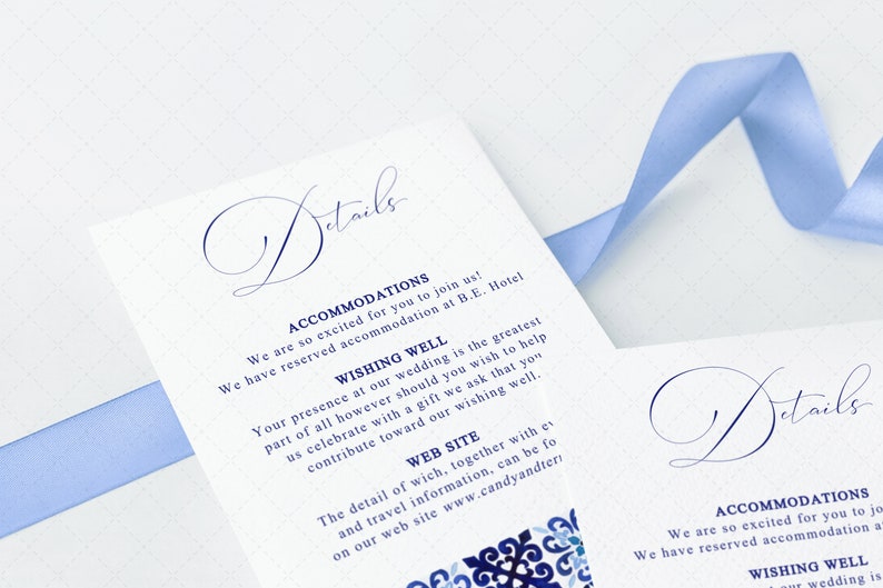 Italian Blue Tile Wedding Invitation, Portuguese Tiles Watercolor invitation Template, Mediterranean Tiles Invitation, INSTANT DOWNLOAD MJ20 image 6