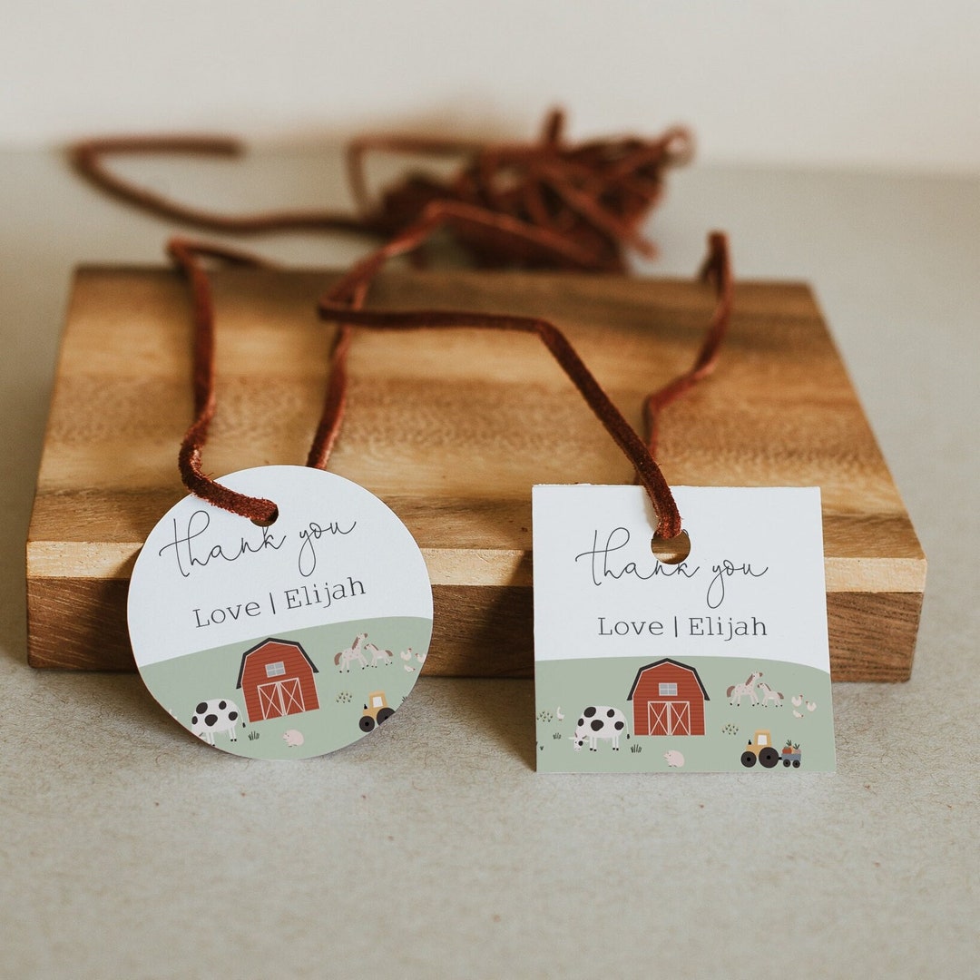 Farm Thank You Tag Template, Editable Farm Party Tag, Barnyard Birthday ...