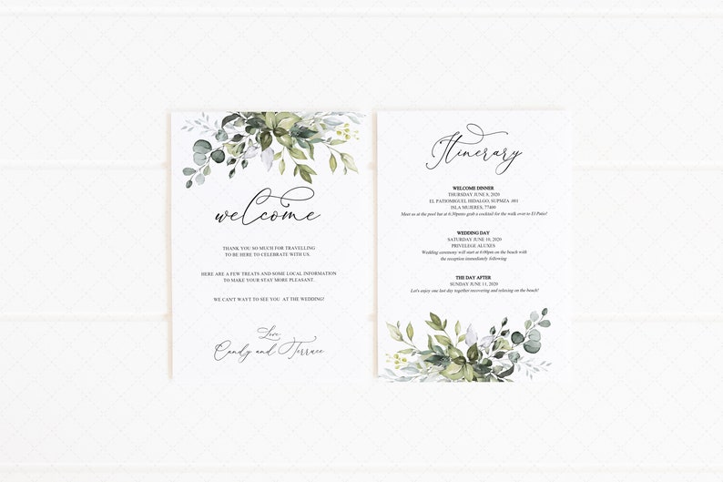 Welcome Letter and Itinerary, Wedding Schedule of Events, Printable Welcome Bag Note, Editable Wedding Weekend Itinerary, Agenda Card, G19 image 2