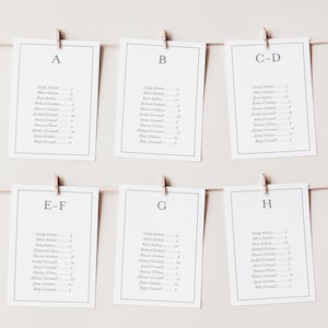 Alphabetical Seating Cards Template, Editable Table Cards, Printable Seating Cards, Hangable Seating Table Assignments, Seating Plan, N25