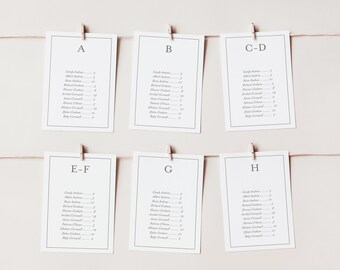 Alphabetical Seating Cards Template, Editable Table Cards, Printable Seating Cards, Hangable Seating Table Assignments, Seating Plan, N25