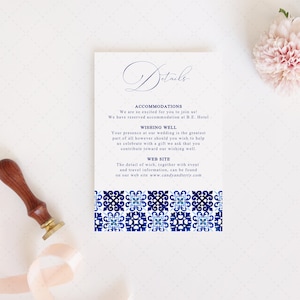 Italian Blue Tile Wedding Invitation, Portuguese Tiles Watercolor invitation Template, Mediterranean Tiles Invitation, INSTANT DOWNLOAD MJ20 image 5