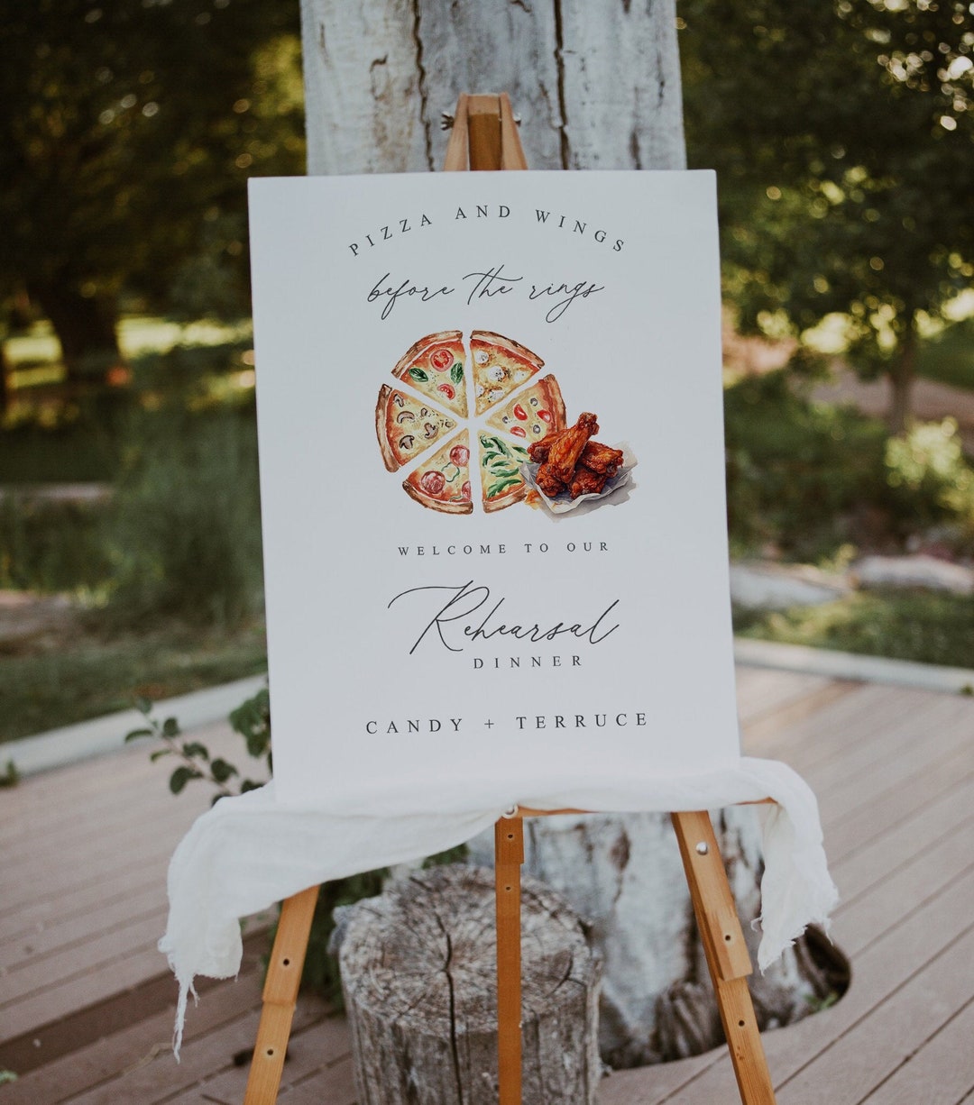 Pizza and Wings Before the Rings Sign Template, Pizza and Wings