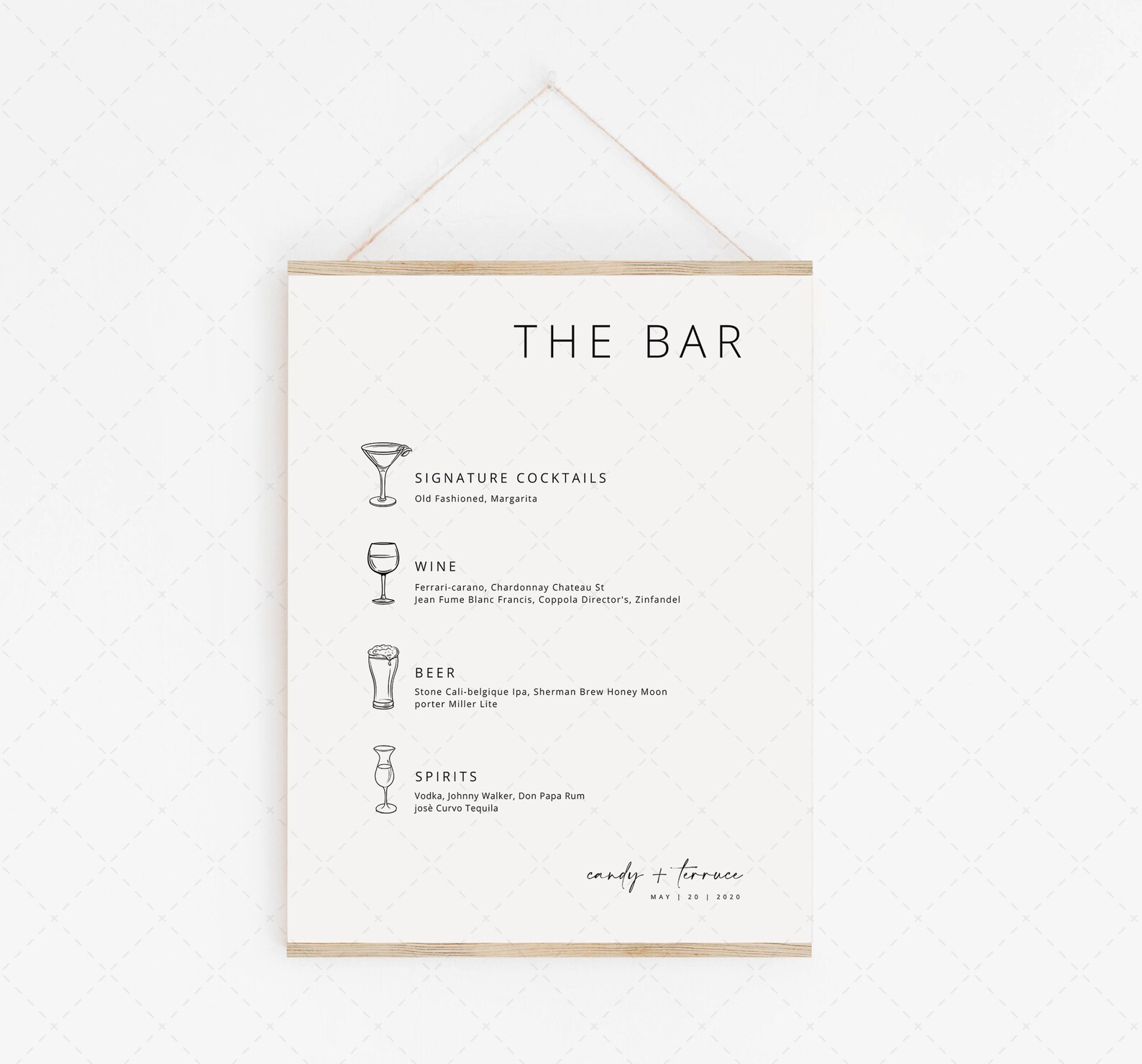 Bar Menu Wedding Sign Template Editable Open Bar Menu Drink Etsy