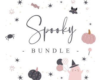 Halloween Birthday Bundle, Spooky One Birthday Bundle Template, Pink Ghost Birthday Party, Halloween Girl 1st Birthday Bundle Party Set, HWG