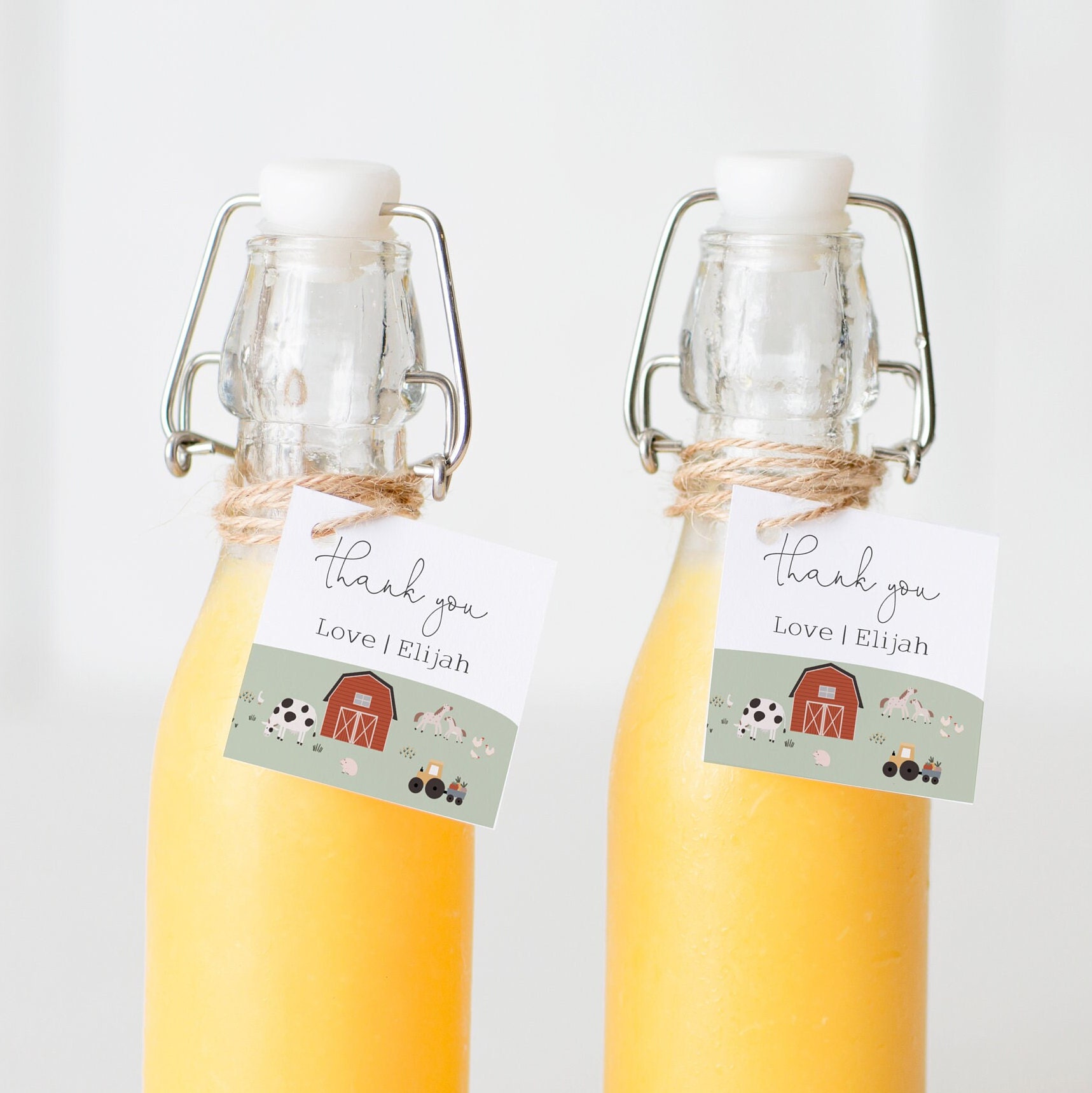 Farm Thank You Tag Template, Editable Farm Party Tag, Barnyard Birthday ...