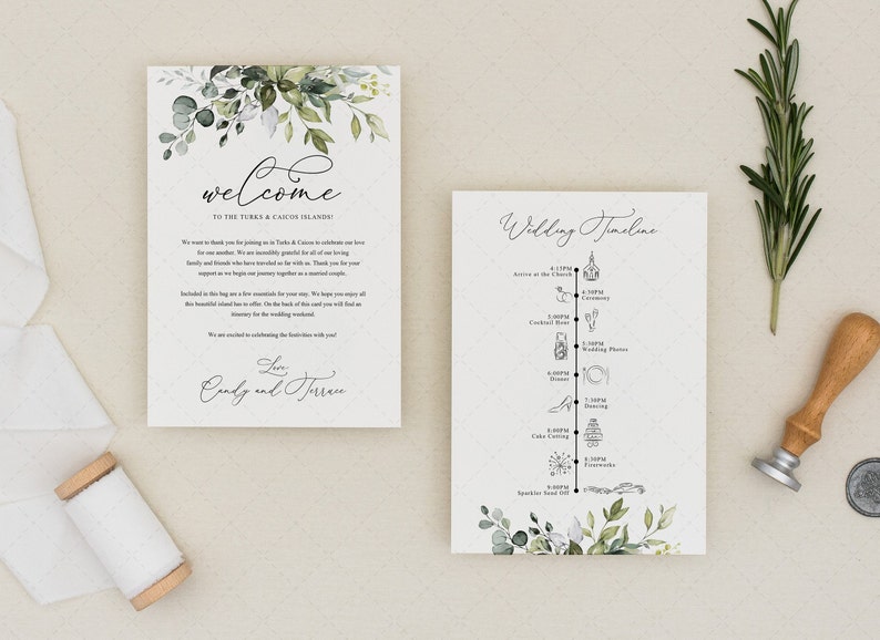Welcome Letter and Itinerary, Wedding Schedule of Events, Printable Welcome Bag Note, Editable Wedding Weekend Itinerary, Agenda Card, G19 image 3