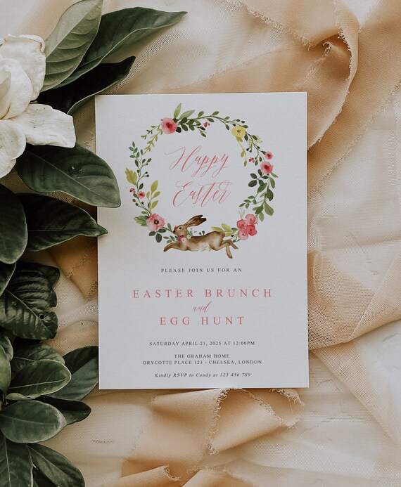 Easter Invitation Template, Easter Brunch Invitation printable, Easter Egg Hunt Invitation editable, Spring Invitation Template, Easter18