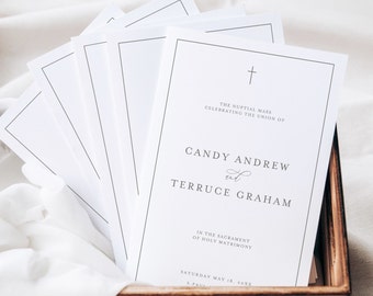 Catholic Wedding Program, Minimalist Wedding Program, Folded Wedding Program Template, Church Wedding Program, Order of Ceremony Template