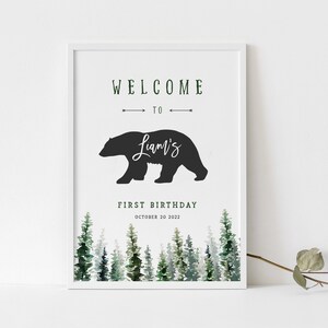Happy Camper First Birthday Welcome Sign Template, Adventure Awaits Birthday Welcome Sign, Wild One Birthday Sign, Bear Birthday Sign, WB20