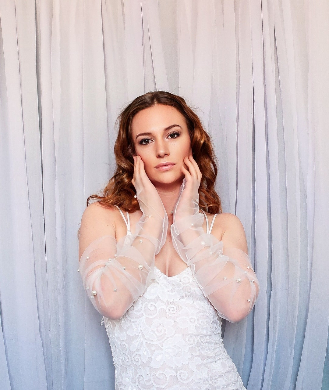 Pearl and Tulle Wedding Arm Cover. Wedding Dress Mittens Etsy