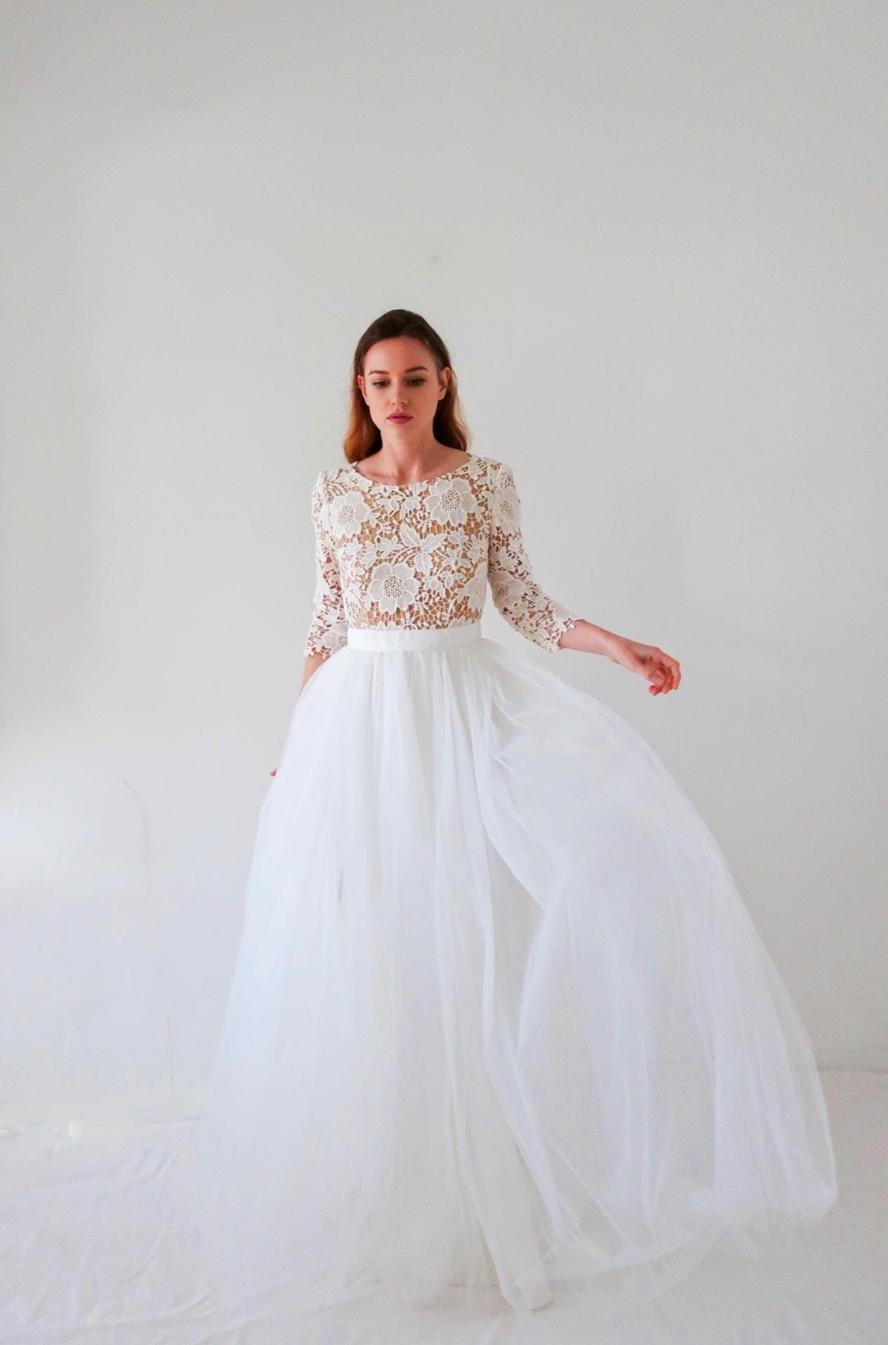 guipure lace wedding dress Sensually Revealing Trumpet-Style Wedding Dress | Intricate Floral Guipure Lace | Daring Elegance and Allure | Bold and Confident Bride