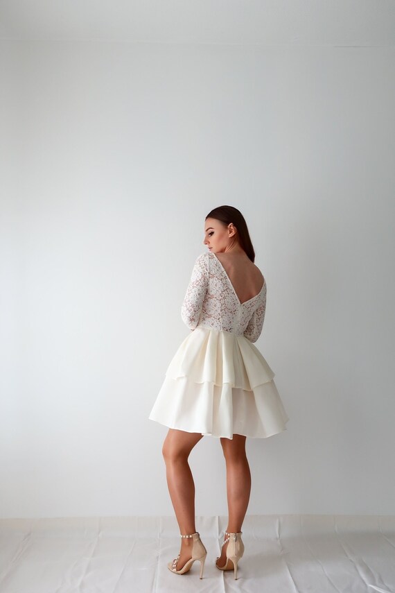 knee length dresses for ladies The Mini Bridal Babydoll in Ivory – Beasha Studios main image 0