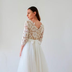 Romantic Bridal Gown – Guipure Lace Bodice & Tulle Tutu Skirt – Custom Size. Handmade Boho Wedding Dress