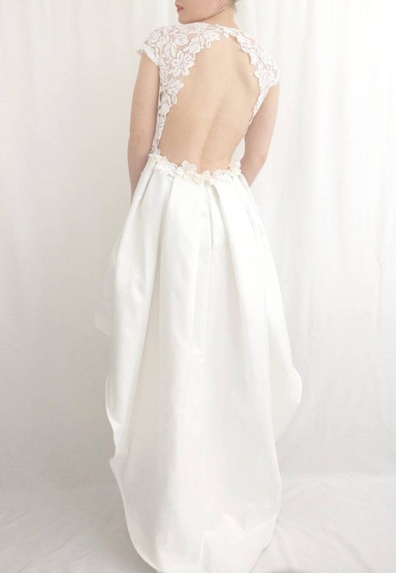 Wedding Dress High Low Skirt Lace And Umbroderies Made To Etsy