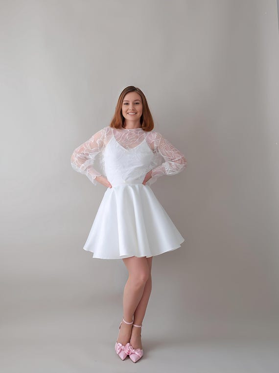 Short White Skater Skirt for a Chic Civil Wedding. Separated Skirt, Dancing Style, Modern Wedding Dress. - Etsy Canada Short White Skater Skirt for a Chic Civil Wedding. Separated Skirt, Dancing Style, Modern Wedding Dress. - Etsy Canada