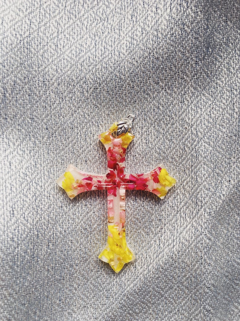 Unique Pendant Fine Art Flower Jewellery Anniversary Birthday Cross Real Flower Necklace Resin Minimalist Gifts Natural Gifts