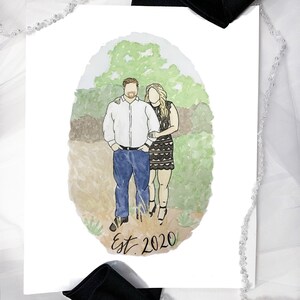 Watercolor Wedding Portrait | Watercolor Engagement Portrait | Watercolor Couples Portrait | Custom Watercolor Portrait Painting