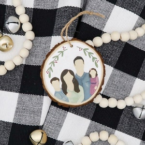 Custom Family Ornament | Hand Painted Ornament | Illustrated Ornament | Custom Wood Ornament | Wood Slice | Calligraphy Ornament