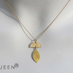 Kette mit geometrischen Elementen in Gold, Goldschmuck, Kette mit Anhänger, Kette mit Halbkreis und Tropfen, Goldkette