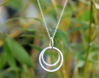 necklace, 925 silver with ring pendant, geometric