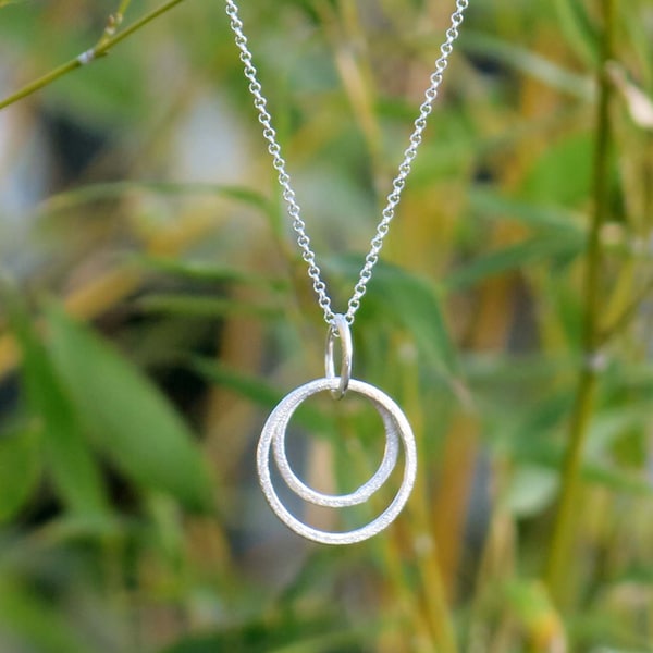 Kette, 925er Silber mit Ring-Anhänger, geometrisch, 50cm