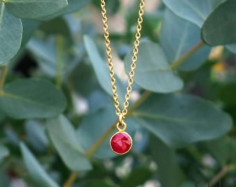 Collar delicado, oro, rubí, 42-45 cm