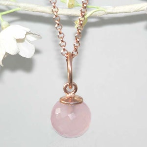 Necklace, Rose Quartz, Rose Gold Plated image 2