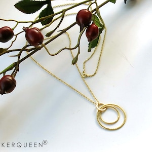Chain, gold with ring pendant, 50cm chain