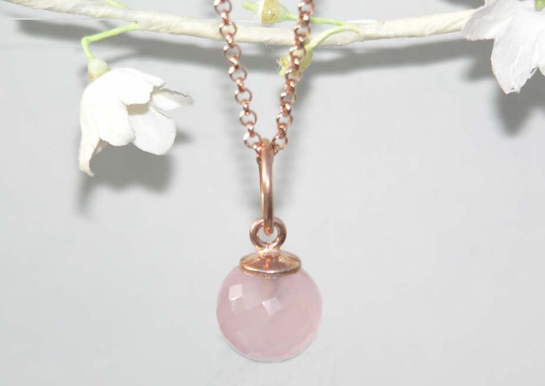 Necklace, Rose Quartz, Rose Gold Plated image 2