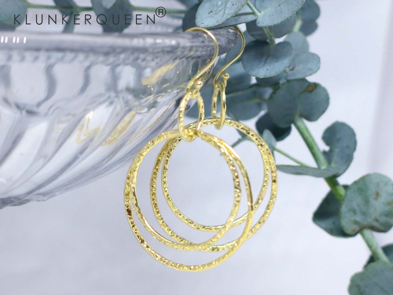 Earrings, hoop earrings in gold, hammered image 4