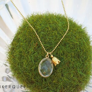 chain, prasiolite, tulip, ball chain, in gold, long chain image 3