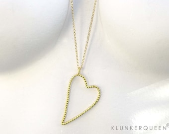 Heart, Chain with heart pendant in gold, Heart chain, Heart, 925 silve