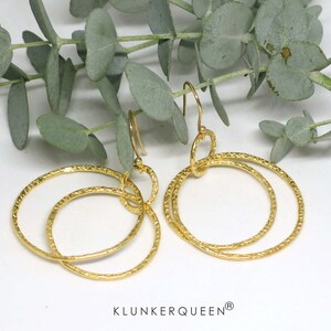 Earrings, hoop earrings in gold, hammered image 5