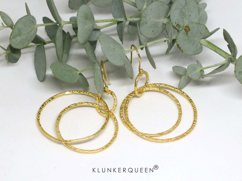 Earrings, hoop earrings in gold, hammered image 5