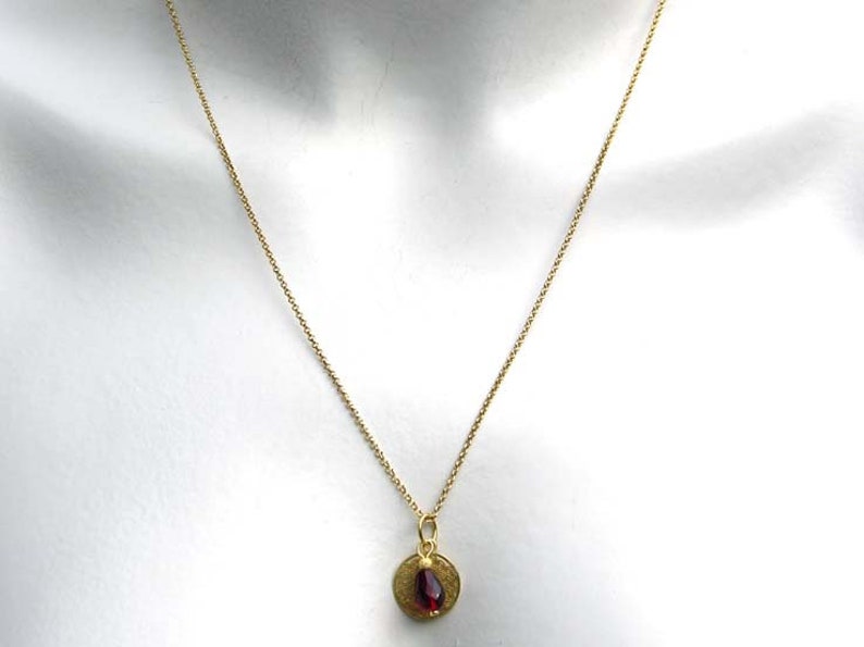Necklace, Flower of Life in Gold,Red Crystal Drop image 2