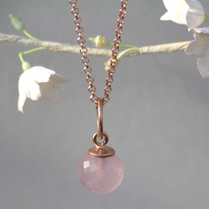 Necklace, Rose Quartz, Rose Gold Plated image 3