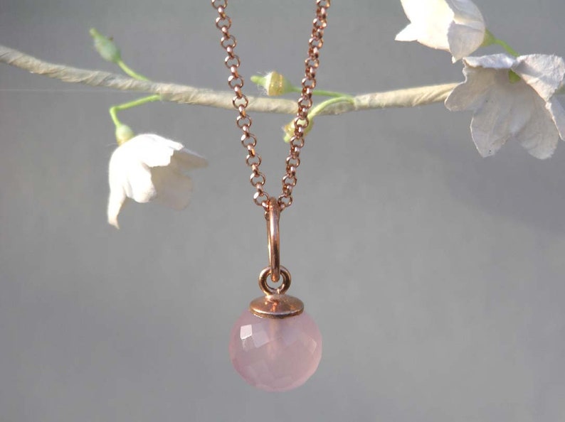 Necklace, Rose Quartz, Rose Gold Plated image 3