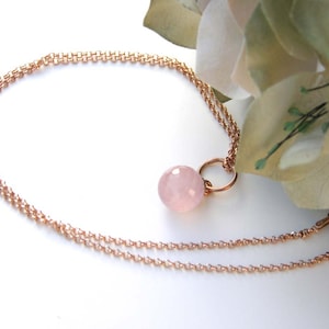 Necklace, Rose Quartz, Rose Gold Plated image 1