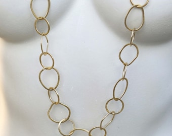 Long necklace with drop elements, gold plated