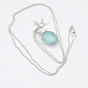 Chalcedon, necklace silver with star fish image 2