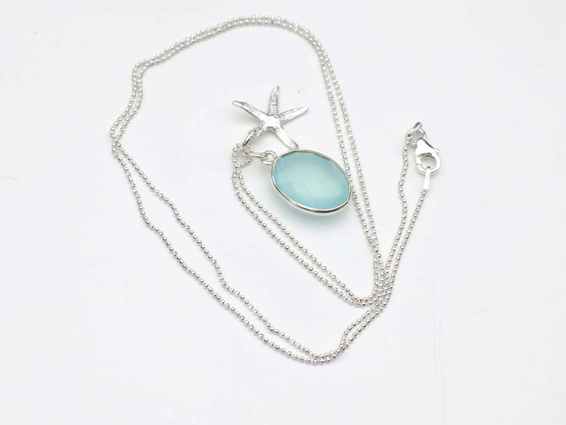 Chalcedon, necklace silver with star fish image 2