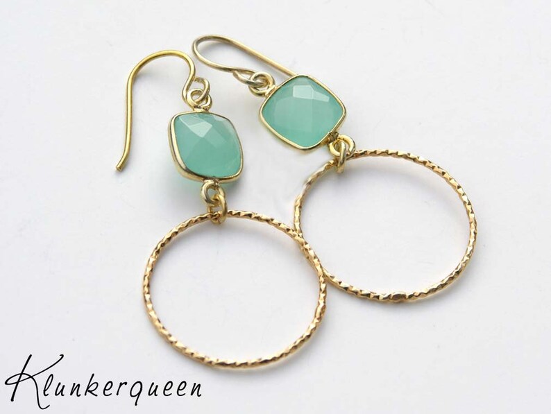 Earrings, chalcedony meets gold image 1