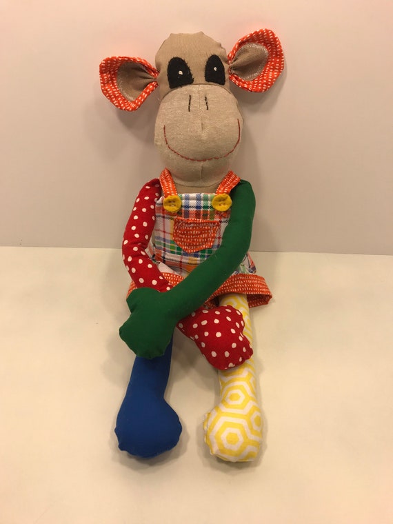 vintage stuffed monkey with banana