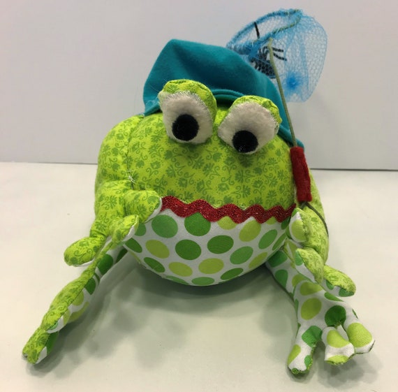 Frog Plush, Frog Toy, Stuffed Frog, Frog Shelf Sitter, Frog With Net and  Fly, Fly Catching Frog, Frog Softie, Bug Eyed Frog, Toddler Gift 
