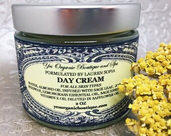 All Natural Day Cream - Sage and Lemongrass - great for combination skin and acne prone skin - uplifting and energizing