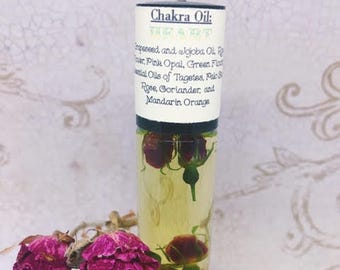 Heart Chakra Oil - Anahata - Fourth Chakra - Essential Oil & Crystal Blend - Helps to Open the Heart - Alleviates Depression, Disconnection