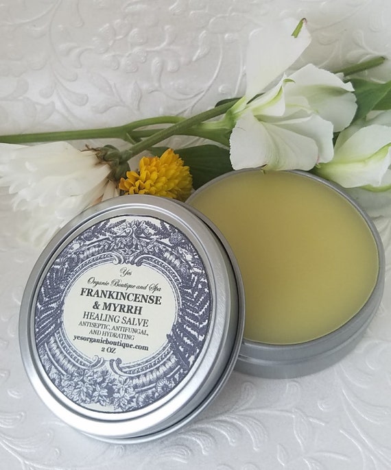 Frankincense & Myrrh Healing Salve - Anti-Bacterial, Anti-Fungal, Anti-Inflammatory - For Dry, Mature Skin, Cuts, Burns + Smells Wonderful!