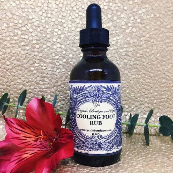 Cooling Foot Rub - Revitalizing Massage Oil - Foot Massage - With Peppermint, Frankincense, Myrrh, Tea Tree, Lavender, Sage