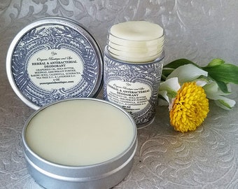 Desodorante herbal y antibacteriano: totalmente natural con polvo de arrurruz, caléndula, equinácea, lavanda y árbol de té.